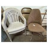 Lot of 3 Chairs: Plastic, Metal, Upholstered