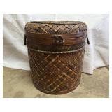 Woven Bamboo Basket with Lid and Metal Clasp