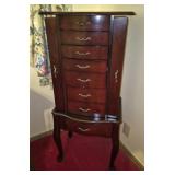 Wood Jewelry Armoire with Mirror