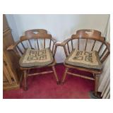 Pair of Wooden Armchairs with Cushions