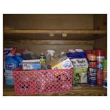 Contents of Shelf: Lightbulbs, Cleaners, Epsom Sal