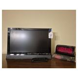 Vizio 19" LCD TV, Clock, & Book