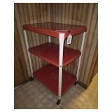 Red Metal Rolling Utility Cart