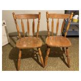 Pair of Spindle Back Wood Dining Chairs