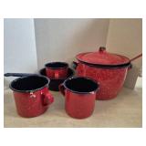 Red Speckled Enamelware Cookware Set