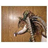 Decorative Horn with Feathers and Berries