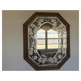 Octagon Beveled Floral Mirror