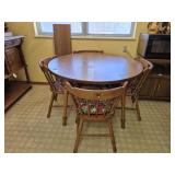 Wood Dining Table with 4 Chairs and Leaves