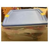 Plastic Storage Totes with Fabric Scraps