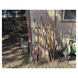 Garden Tools: Shovels, Rake, Broom, Hose