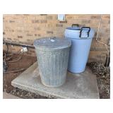 Metal Trash Can and Plastic Trash Can