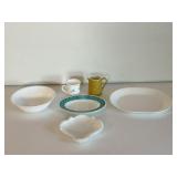 Milk Glass Shell Dish, Mug & Vintage Pyrex Plate