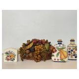 Fruit Basket, Napkin Holder, Bottle & Decor