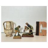 Decorative Vase & Hunter & Fireman Figurines