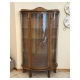 Vintage Curved Glass Curio Cabinet