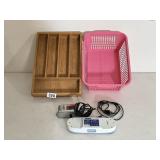 Wood Utensil Tray, Basket & Cable Adapter