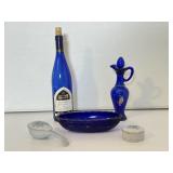 Cobalt Blue Relish Dish & Small Decanter