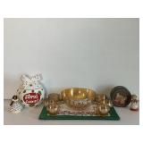 Jeannette Glass Marigold Egg Nog Bowl with Cups