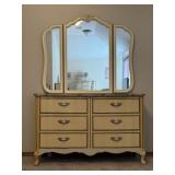 Vintage French Provincial Style Dresser & Mirror