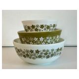 Vintage Pyrex Spring Blossom Green Bowl Set