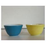 Vintage Pyrex Blue & Yellow Bowls