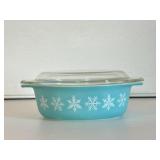 Vintage Pyrex Turquoise Snowflake Oval Dish