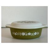 Vintage Pyrex Spring Blossom Green Oval Dish