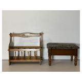 Wood Magzine Rack & Foot Stool