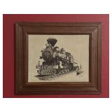 Framed Locomotive Print on Suede