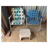 Step Stool & Vintage Aluminum Lawn Chairs