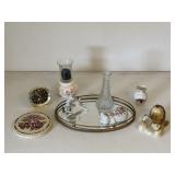 Vintage Figurines, Clock & Vase