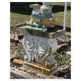 Ceramic Frog & Cement Pedestal