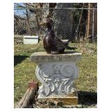 Ceramic Duck & Cement Pedestal