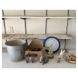 Galvanized Bucket & Yard Art