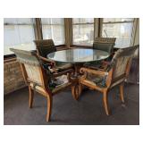 Wood Table with Glass Top & Chairs