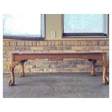 Wood Coffee Table with Smoked Glass Top