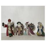 Painted Bisqueware Santa Claus Figurines