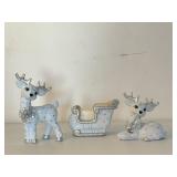 Painted Bisqueware Reindeer & Sleigh