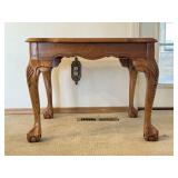 Wood Side Table with Smoked Glass Top