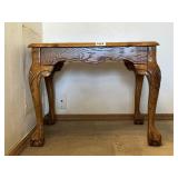 Wood Side Table with Smoked Glass Top