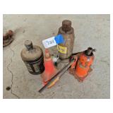 Assorted Hydraulic Bottle Jacks & Oil