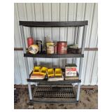 Plastic Shelving Unit Storage Rack & contents