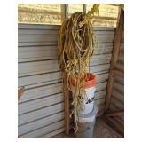 Assorted Plastic Buckets and Rope Bundle