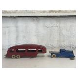 Vintage Marx Pressed Steel Car Hauler & Truck