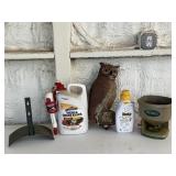 Weed Spray, Scotts Spreader & Owl Decoy