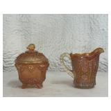 Carnival Glass Creamer & Sugar Bowl