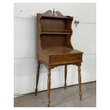 Vintage Maple Lift-Top Desk with Hutch Top