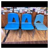 Set of 3 Blue Plastic Chairs