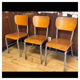 Lot of 3 Vintage School Chairs
