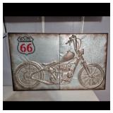 Route 66 Motorcycle Metal Wall Art
